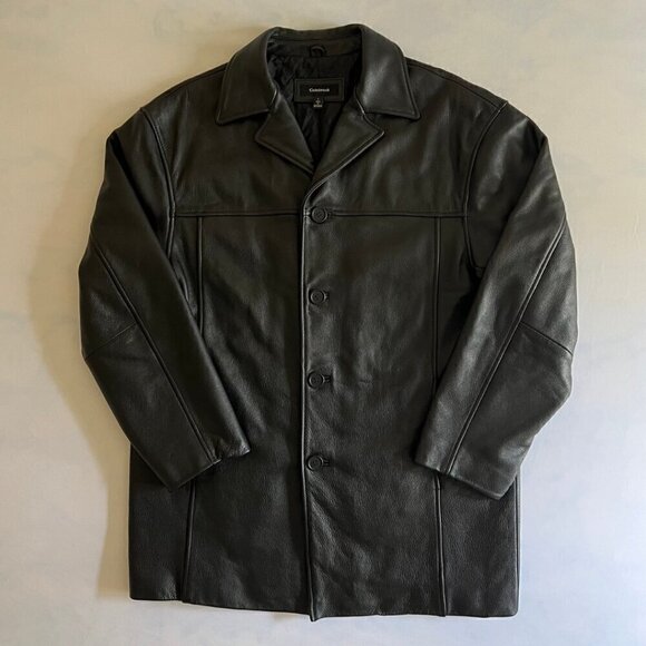 Men's Colebrook Genuine Leather Trench Coat Jacket - Picture 1 of 8